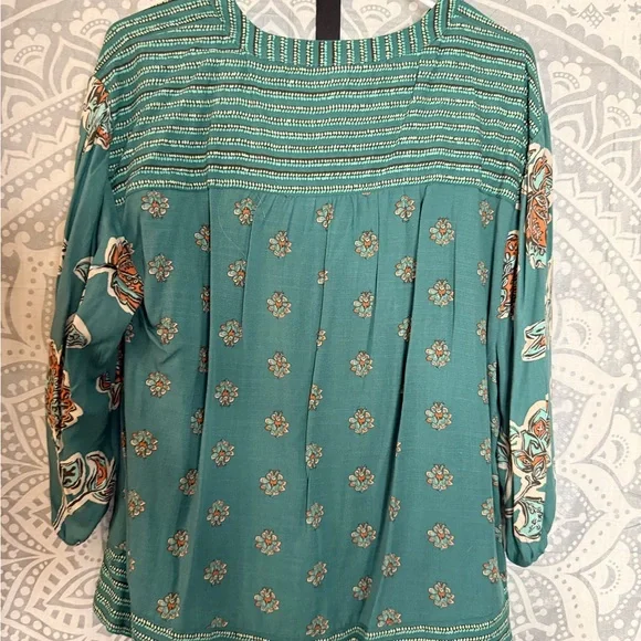 Knox Rose Teal Floral Blouse - Picture 2 of 5